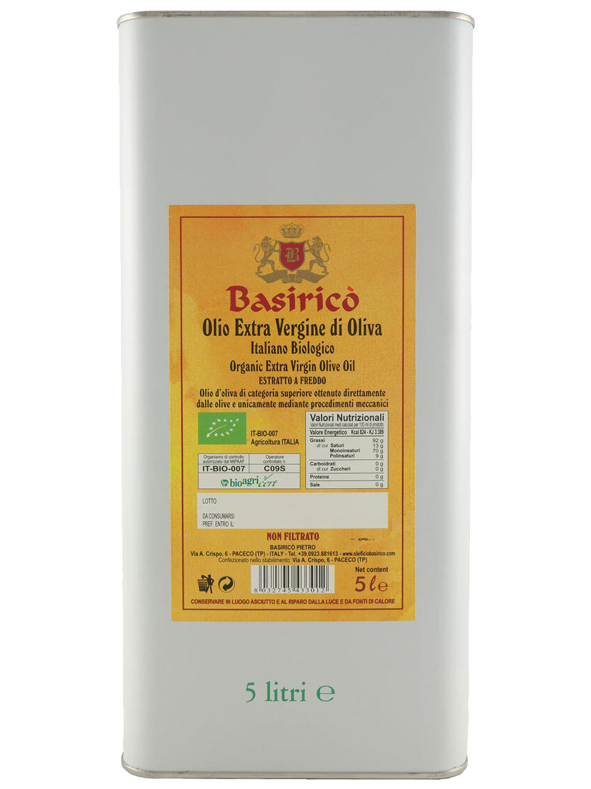 Basirico Organic Unfiltered 5L Tin 4-Pack