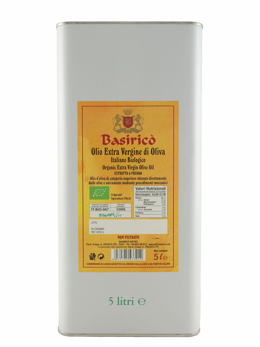 Basirico Organic Unfiltered 5L Tin (Single Unit)