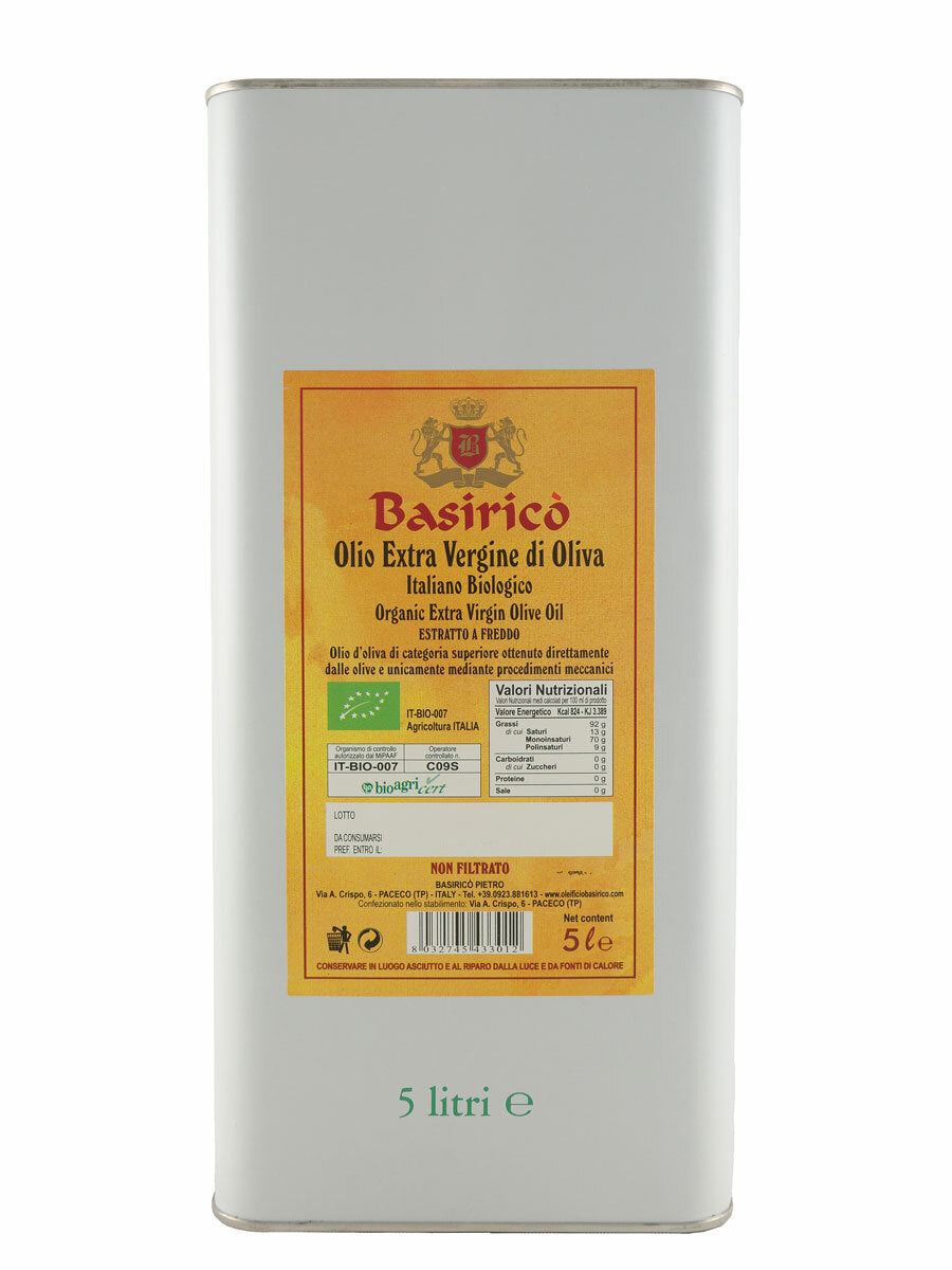 Basirico Organic Unfiltered 5L Tin 4-Pack
