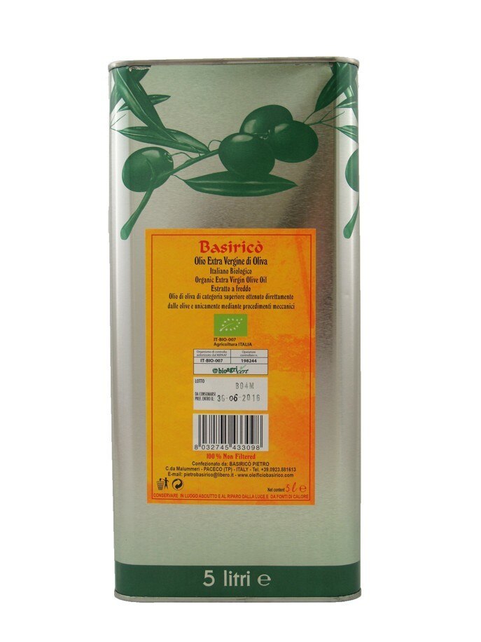 Basirico Organic Unfiltered 5L Tin 4-Pack 2021 Harvest